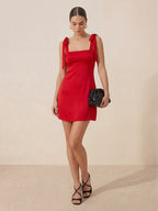 Valentine's Day Exclusive -Ribbed Square-Neck Mini Dress